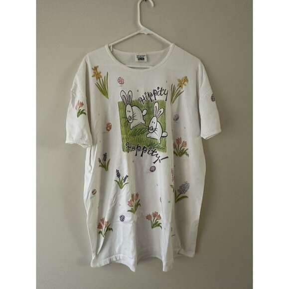 Vintage 90s 1999 Rare Spring Easter Bunny Floral All Over Print Relevant Product - Picture 1 of 8
